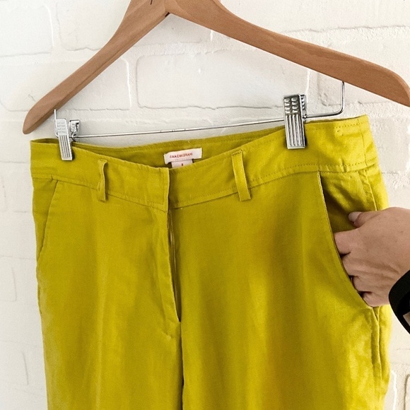 Isaac Mizrahi Trousers Pants Crop Linen Wide leg Green/Olive oil/lime Sz 8 - Picture 3 of 12